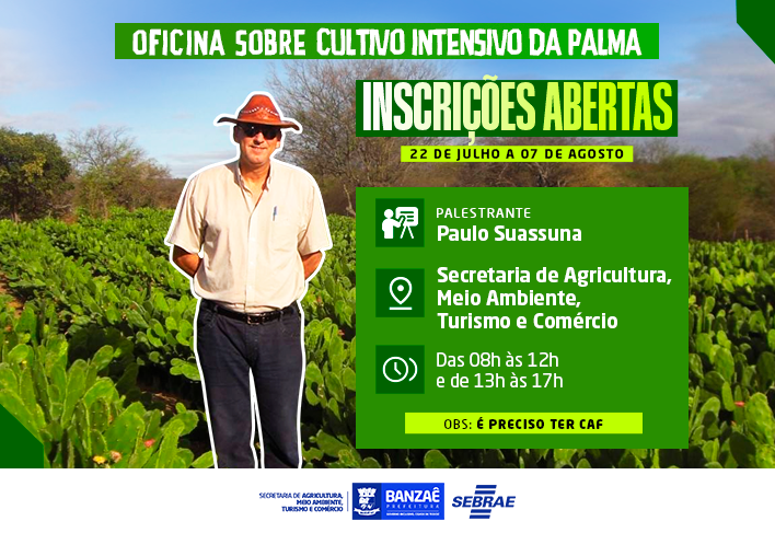 Participe da Oficina de Cultivo Intenso de Palma